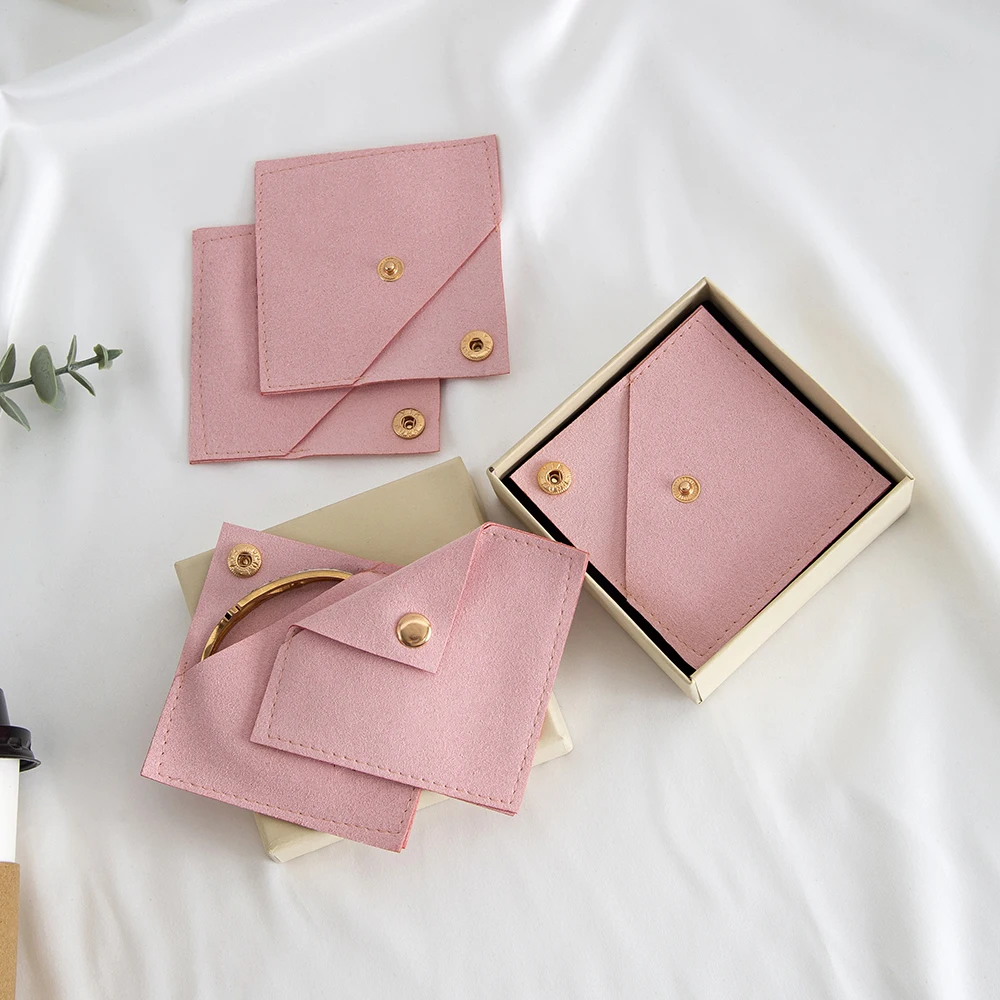 Elegant Suede Microfiber Jewelry Pouch with Button Closure