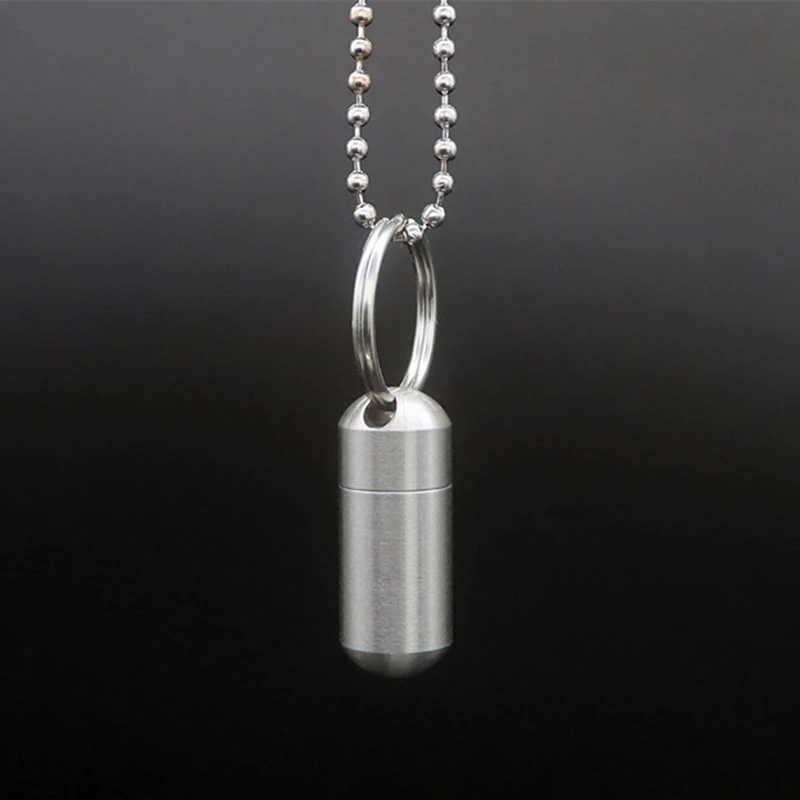 New Mini Waterproof Stainless Steel Sealing Bottle Outdoor EDC Survival Pill Box Container Casule Pill Bottle Tank Case