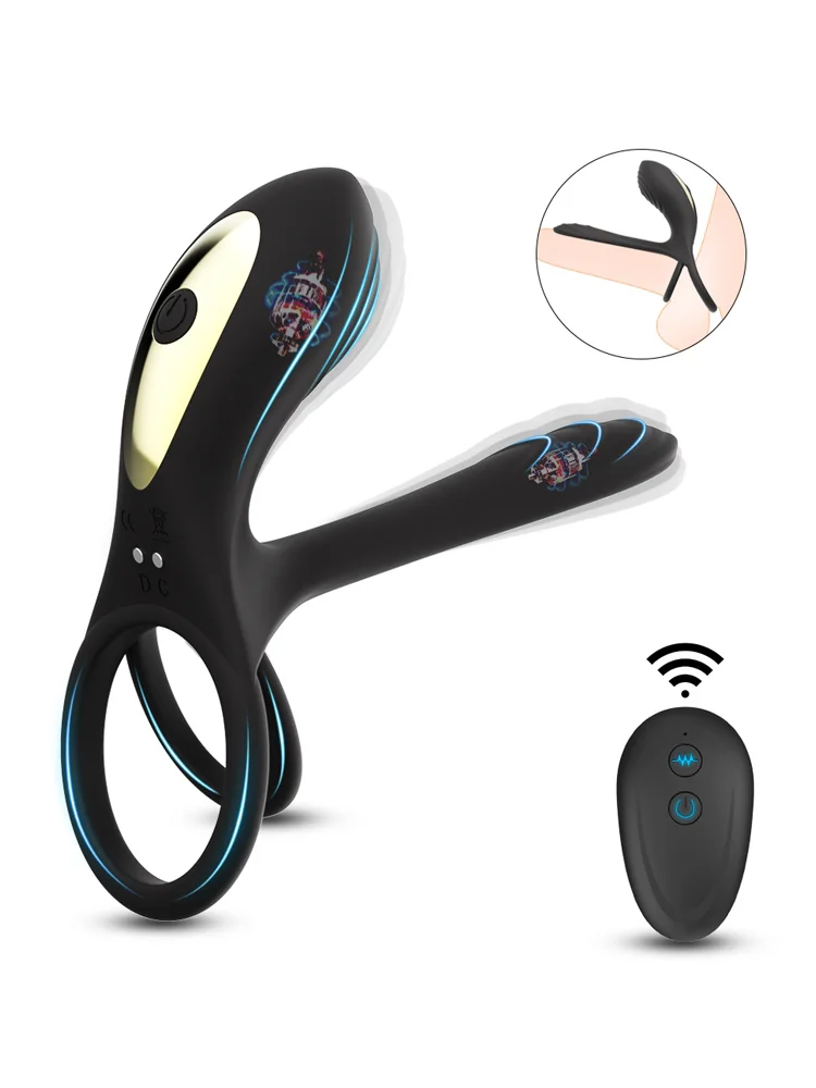 Double-ring penis ring dual-motor vibration delayed ejaculation and enlargement of erection adult sex toy 18