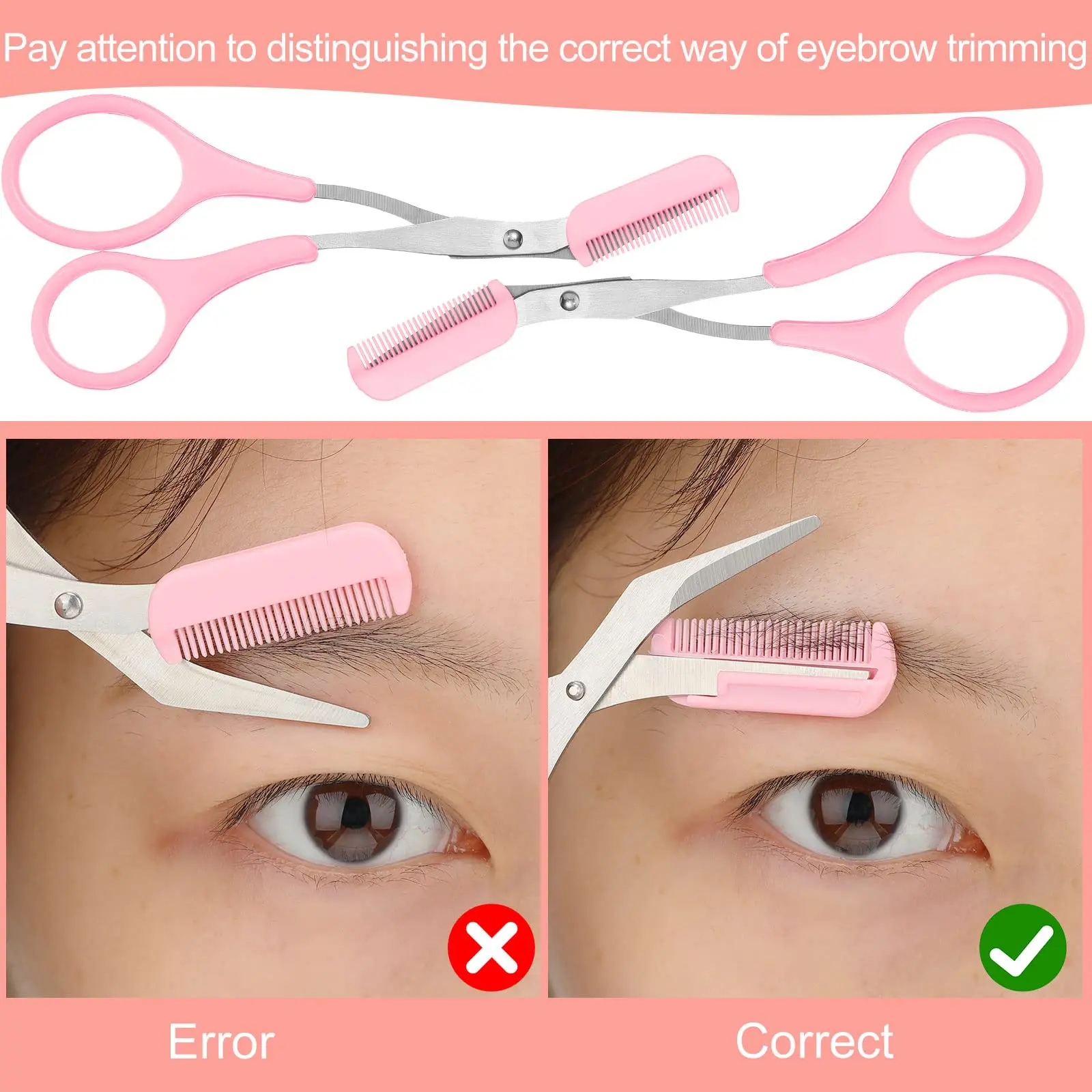 Eyebrow Trimmer Scissors with Comb Eyebrow Shaping Cut Scissors Non Slip Finger Grips Hair Removal Beauty Accessories 3