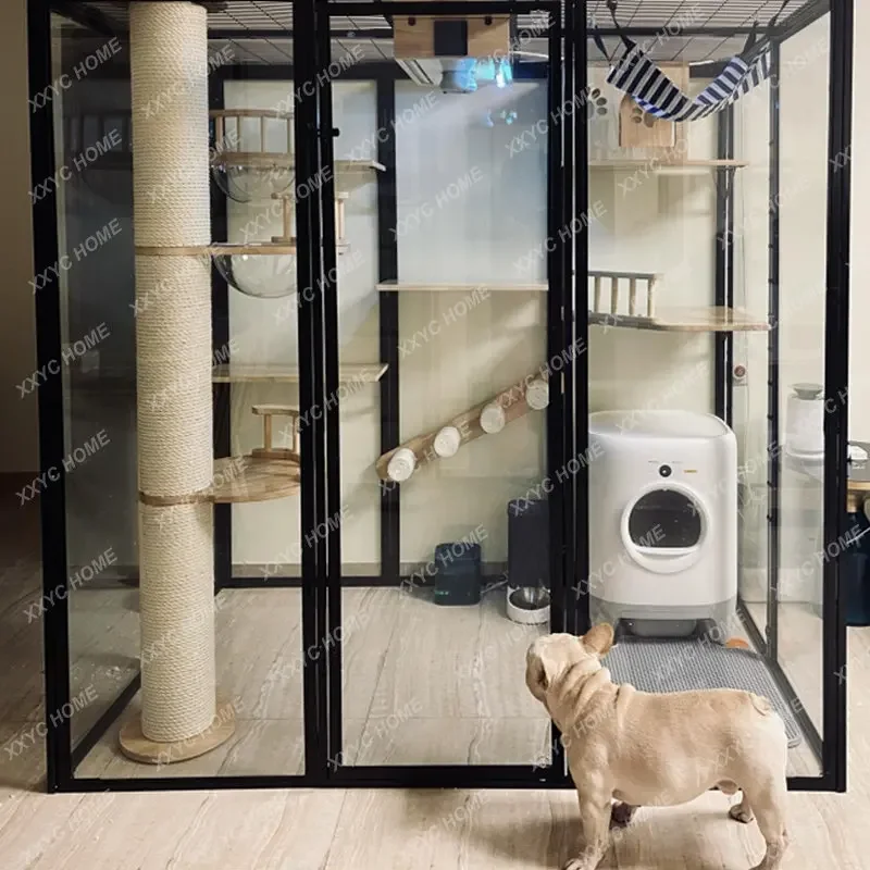 

Oversized Solid Wood Cat Villa Cat Cage Cabinet Luxury Cattery Indoor Cat Large Cage Cat Villa