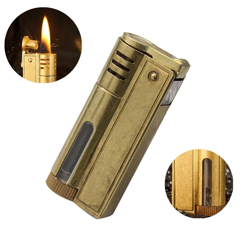 

Retro Classic Kerosene Cigar Pipe Flint Lighter, Windproof Outdoor Grinding Wheel, One-key Ignition Lighter, Free Fire, Men Gift