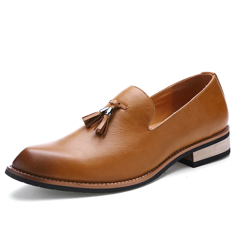 

Men's Leather Shoes Male Adult Formal Autumn New Casual Korean Black British Business Fashion Mens Flats Loafers Slip-On