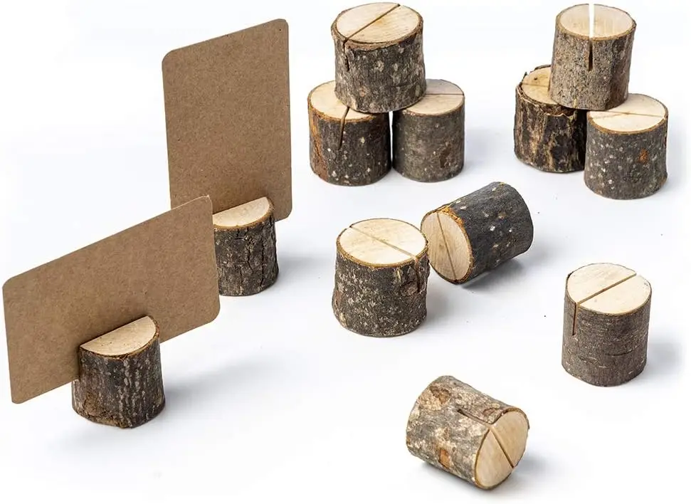 Mini Wood Place Card Holders Kraft Card Rustic Table Number Holders Table Sign Stand Name Photo Picture 1/5/10/20Ps