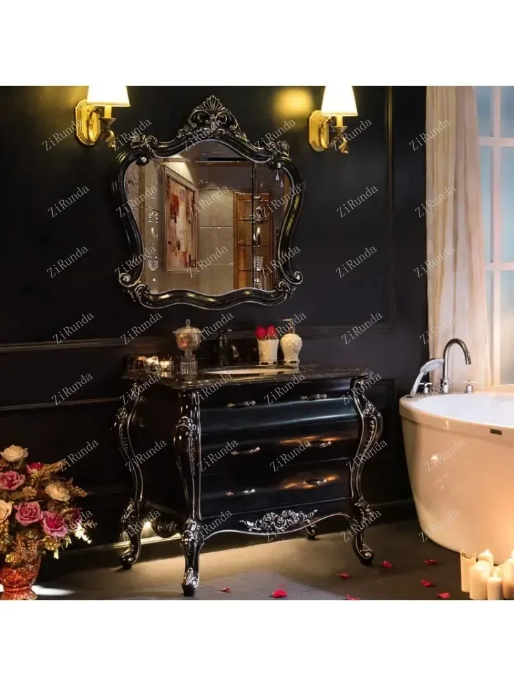 ~Y Bathroom New Arc European Bathroom Cabinet Antique Cabinet Oak Washbasin Combination Wash Basin Washstand