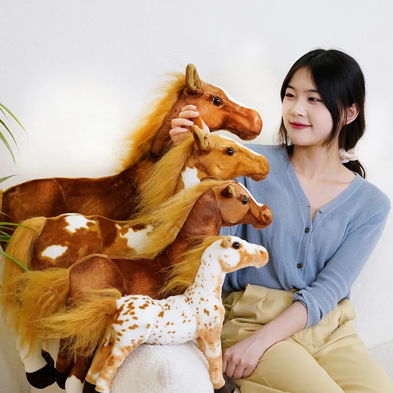 

28-70cm Lifelike Horse Plush Toy 4 Styles Stuffed Animal Dolls High Quality Classic Toys Kids Birthday Gift Home Decor Prop Toy