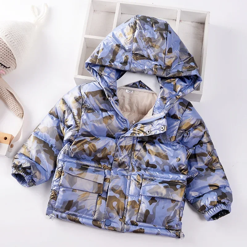 Winter Boys Snow Coats Camouflage Jacket Children Windproof Outerwear Hooded Outdoor Thicken Warm Kids Padded Jacket 1-7y