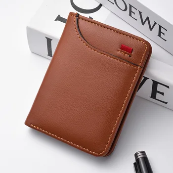 1Pc New Ultra-thin Mini Soft PU Leather Credit Card Wallet Holder Short Vertical High Quality Men's Wallet 8