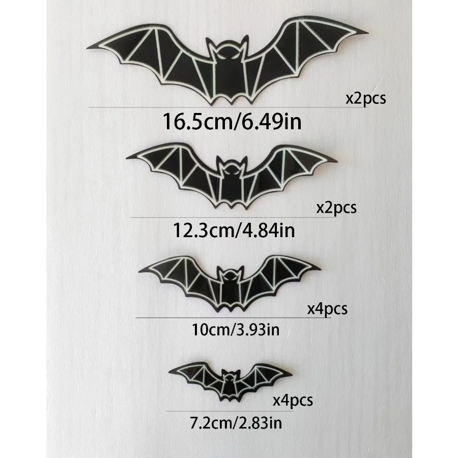 12PCS Halloween 3d Three-dimensional Glow-in-the-dark Bat Wall Stickers Holiday Party Scene Arrangement Decoration Stickers