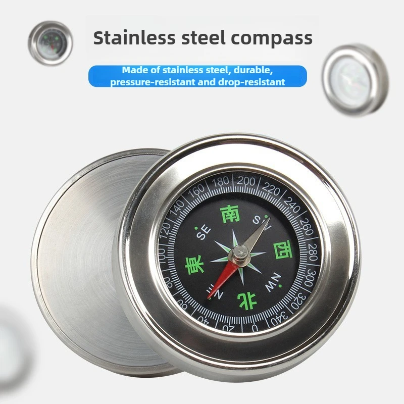 Outdoor Stainless Steel Portable 60mm Compass High Precision Durable Pressure-resistant Drop-resistant Camping Mountaineering