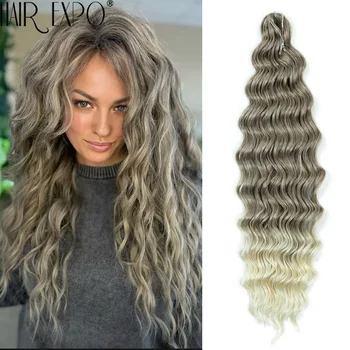 Anna Hair Synthetic Loose Deep Wave Braiding Hair Extensions 24Inch Water Wave Braids Hair Ombre Afro Curl Twist Crochet Hair 1