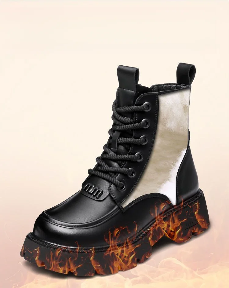 Fall/Winter Trendy Leather Round Toe Thick-soled Mid-range Boots Cyber Celebrity Street Shops Fashion Women's Shoes_voghion.com