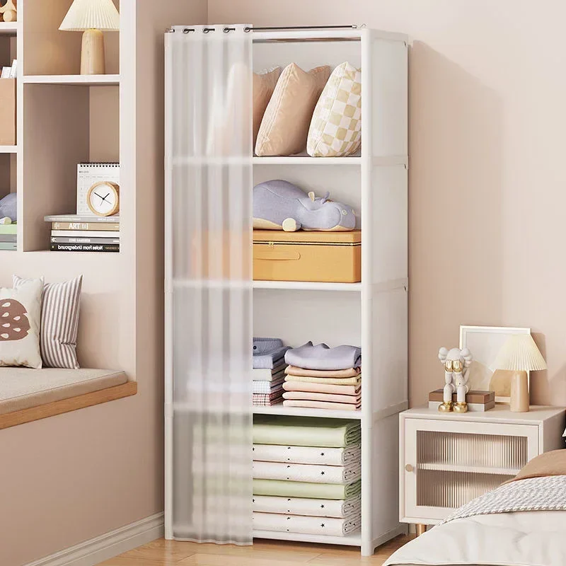 Bookshelves Dust-proof Storage Rack with Curtains Storage Cabinet Multi-layer Assembly Closet Organizer