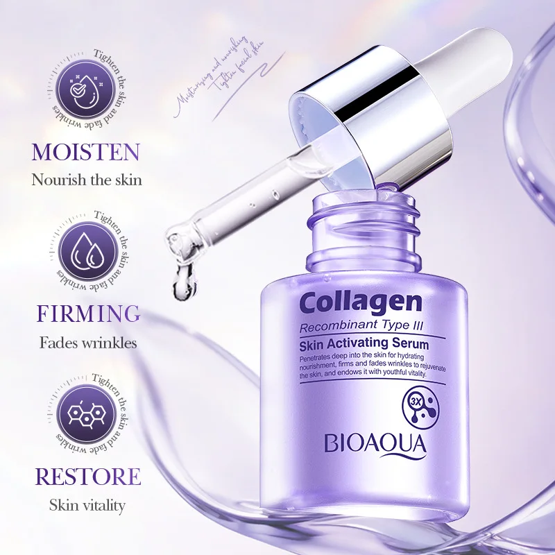 BIOAOUA Recombinant Type III Collagen Anti-Aging Delicate Skin Improves Rough Shrinking Pores Revitalizing Moisturizing Essence