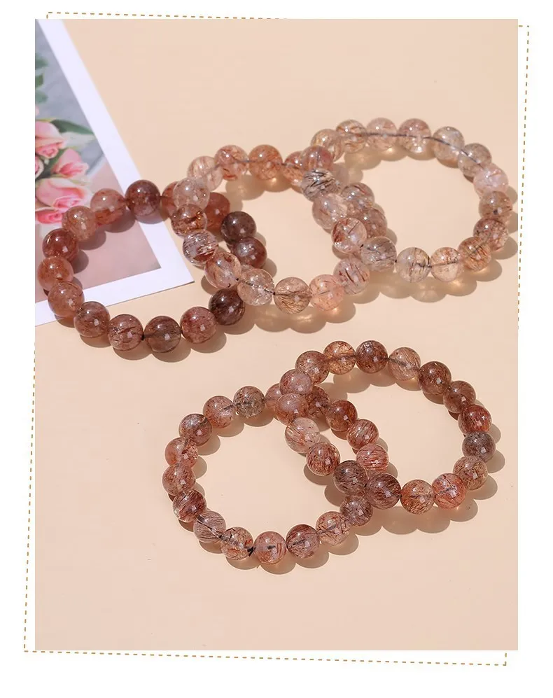 Jd natürliche schwarze Super sieben Quarz Armband Frauen Männer Mode handgemachte runde Perle Stretch Rutil Armreifen Energie Schmuck – Detail 7