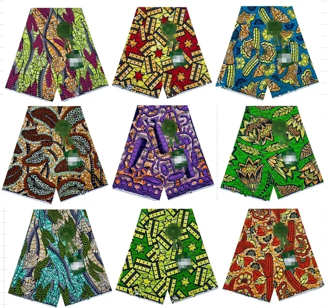 2022 Green Ankara African Wax Prints 100% cottonr Fabric Binta Real Wax High Quality 6 yard African Fabric for Party Dress 1