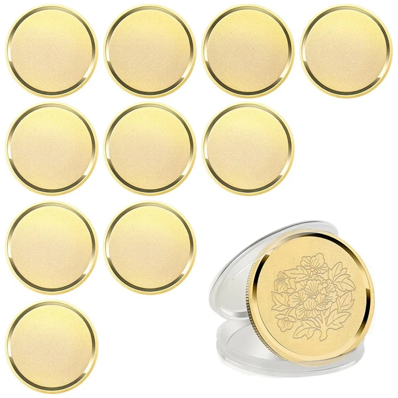 

10Pcs Brass Laser Engraving Blanks Blank Challenge Frosted Coin Set Kit With Acrylic Protection Box - 40Mm For DIY Crafts Set