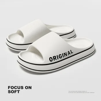 ⁦Shoes for Men Fashion Men Thick Sole Summer Beach Slides Bathroom Anti Slip Slippers Soft Sandals Ultra Light Letter Shoe⁩ – תמונה ⁦3⁩