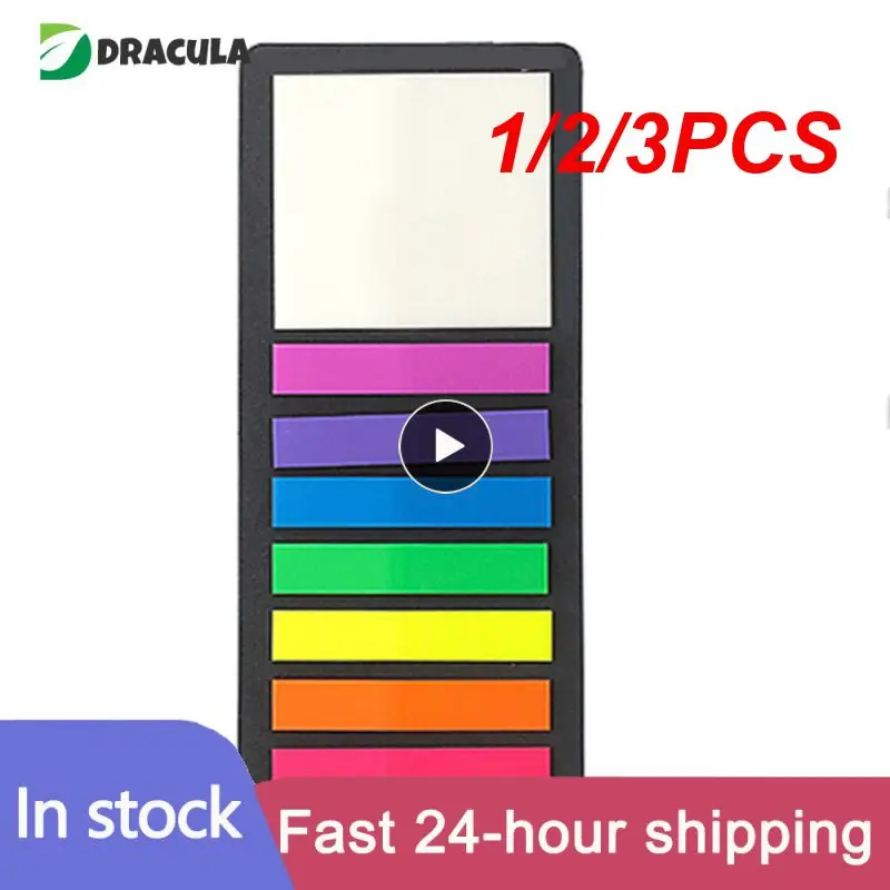 

1/2/3PCS Sticky Bookmarks PVC Sticky Labels Lightweight No Trace Fashion Fluorescent Self Sticky Notes Lined Memos Decor