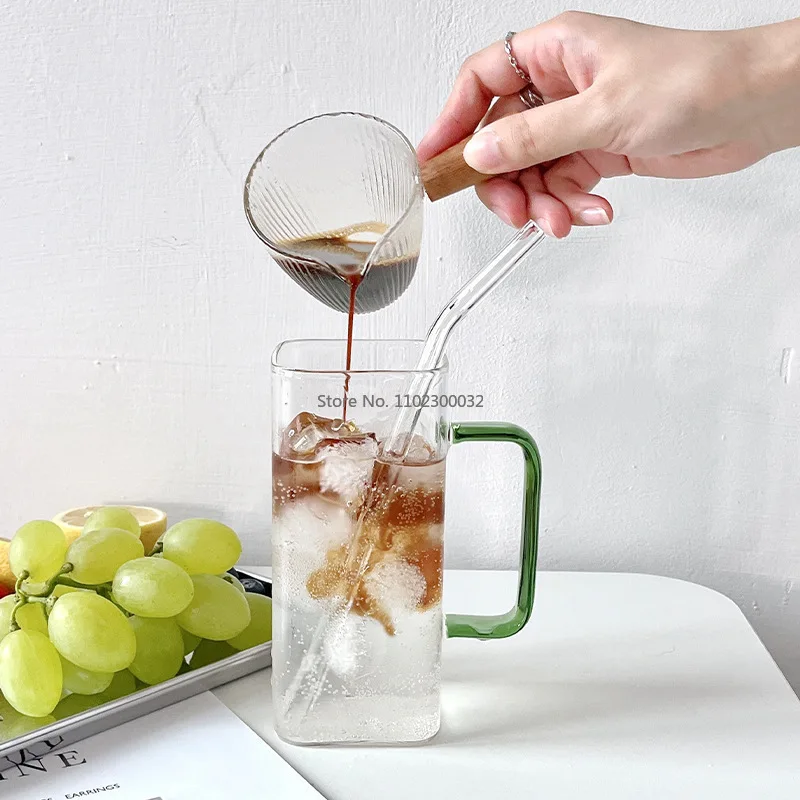 400ml Square Glass Mug Breakfast Milk Coffee Cup Microwave Safe