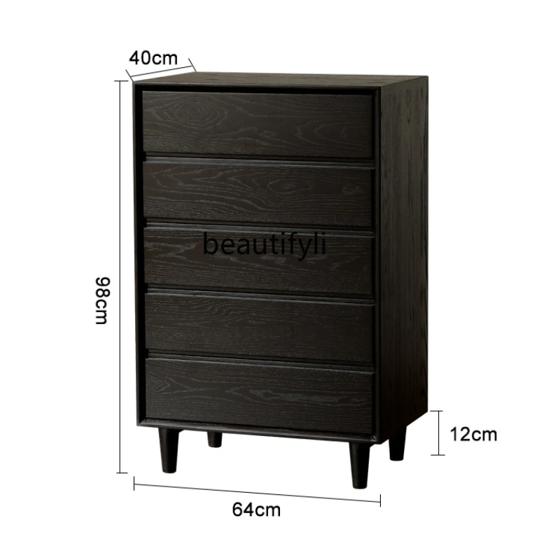 Nordic Minimalism Solid Wood Chest of Drawers Storage Cabinet Modern Minimalist Living Room Drawer Cabinet Oak