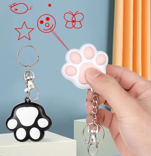 4-In-1 Pet Cats Infrared Teaser Toys Key Chain Lighting Multifunctional Rechargeable Various Patterns Usb Charge Training Toy