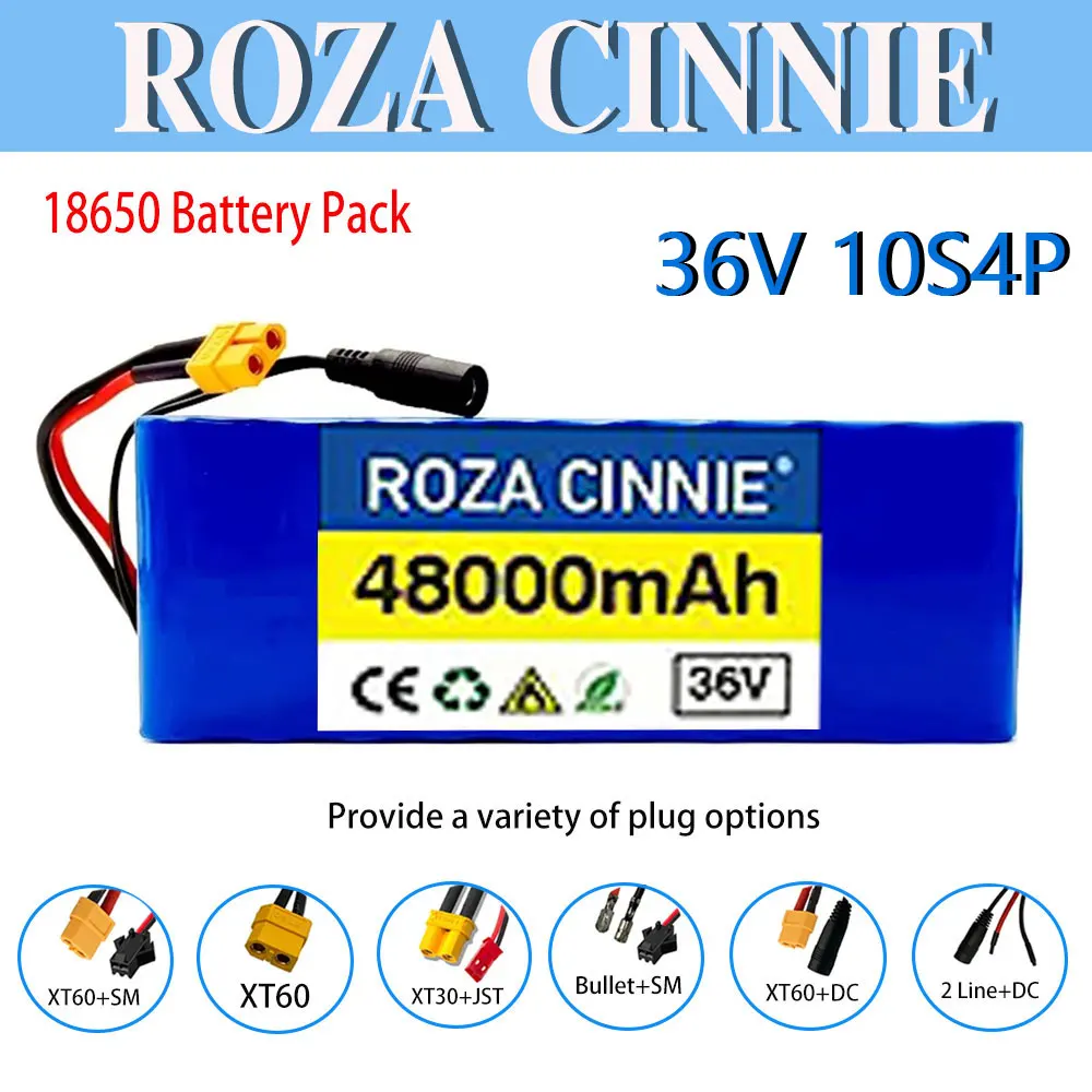

Battery 10S4P, 36V, 30Ah, 500W, 42V, 30000mAh, for Electric Bicycles, with Integrated BMS, Including XT60 Receiver