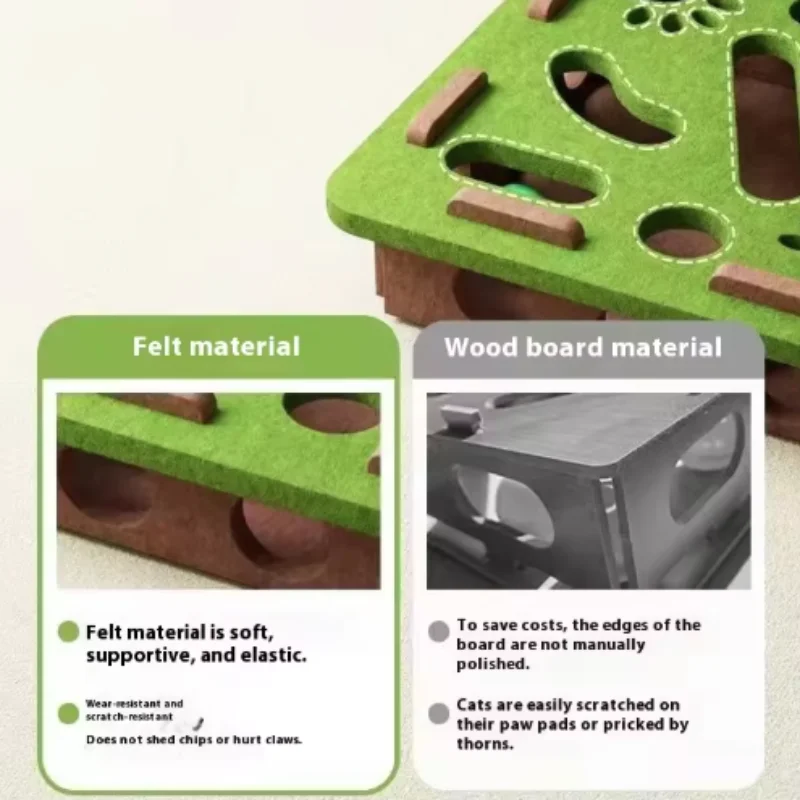 Pet Cat Puzzle Maze Holes Toys Felt Box With Bell Ball Kitten Playing Toys Interactive Funny  Cat Supplies view 5