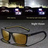 Square Yellow Night Vision Anti-Glare Goggles for Men Women Driving Fishing Beach Sunglasses UV Protection Polycarbonate Glasses - Image 2
