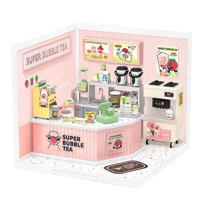 

DW006 Robotime Rolife Wholesale DIY Plastic Puzzle Novelty Gifts Miniature Dollhouse Kit For Girls with light