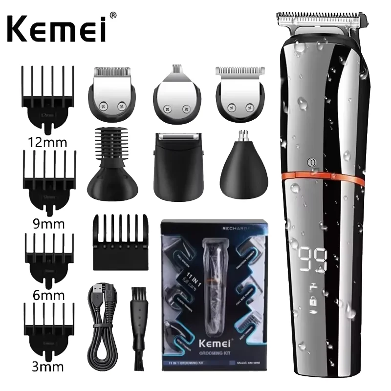 Original Kemei Digital Display All In One Hair Trimmer For Men Eyebrow Beard Trimmer Electric Hair Clipper Grooming Kit Haircut