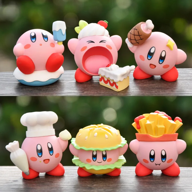 6 Pz/Set Anime Kirby Cosplay Gourmet Series Hamburger French Action Figures Modello In Pvc Collezione Di Giocattoli Ornamenti Per Regalo Per Bambini