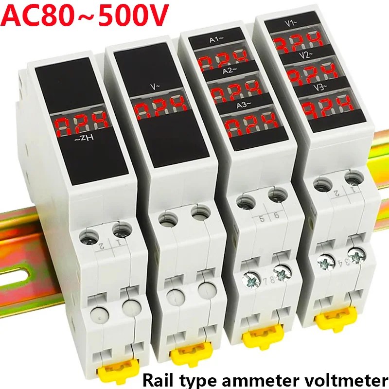 Din-Rail-montiert-Ampere-meter-AC-80-500V-Mini-Modul-Voltmeter ...