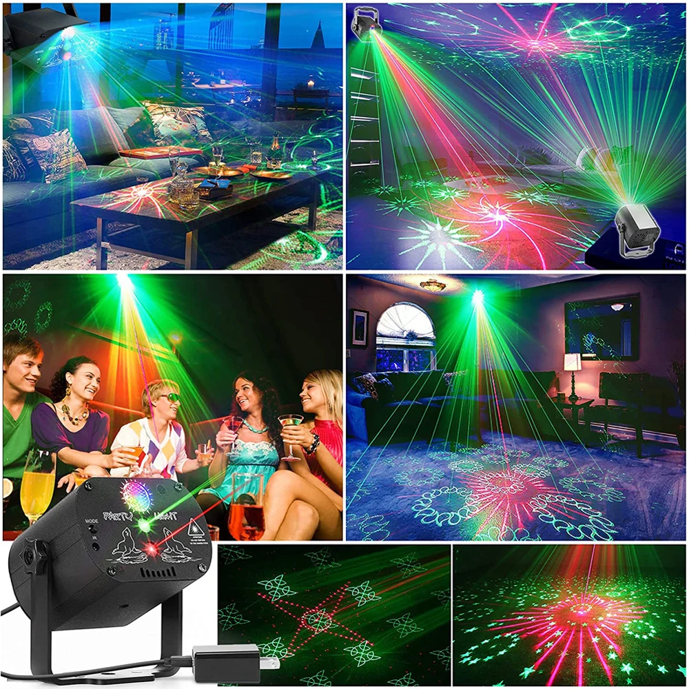 Disco Light RGB Sound Activated Laser DJ Party Lights USB Strobe Projector  Dmx Flashing Ball Stage Lamp KTV Club Home Christmas