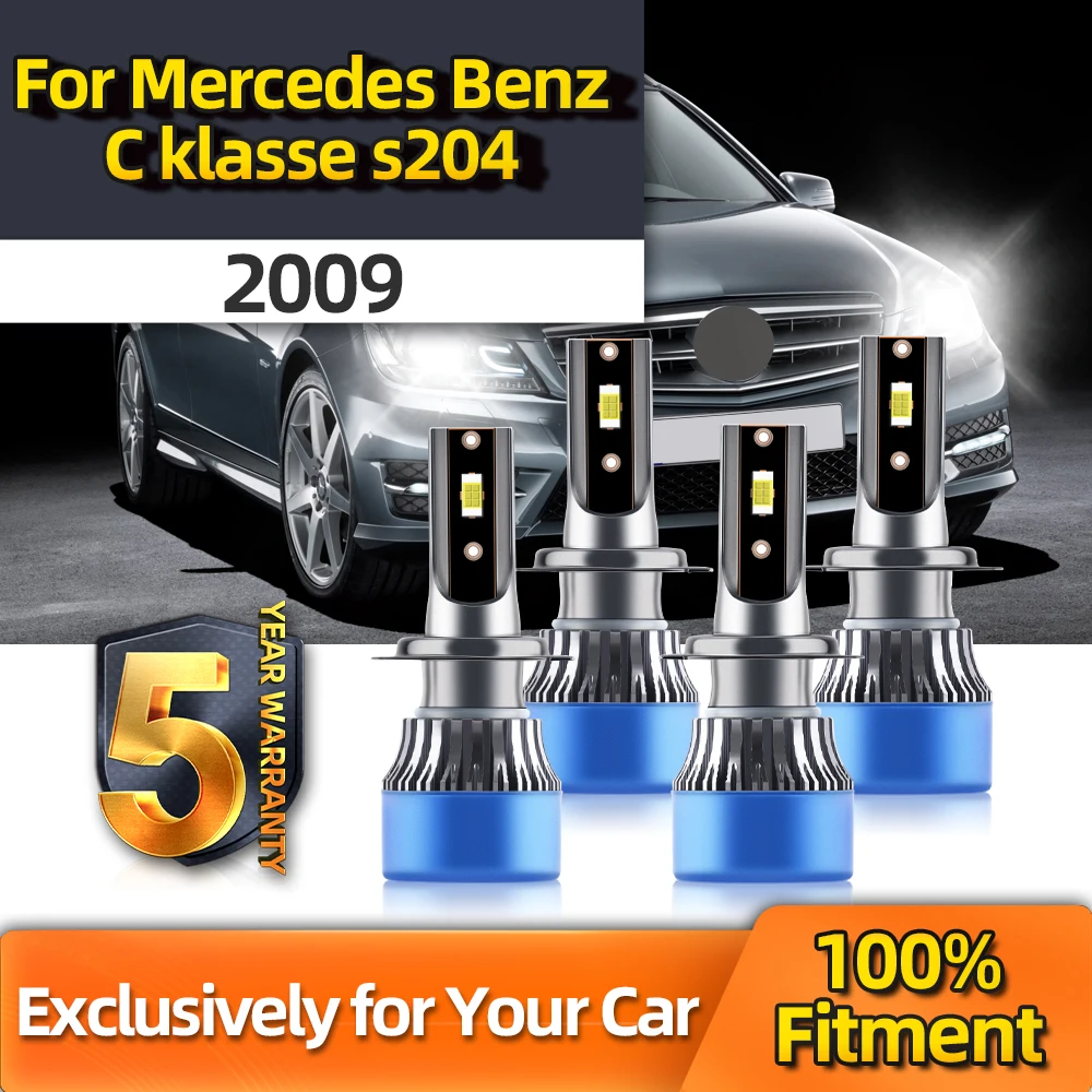 Crossfox 4Pcs 40000Lm Led Car Headlight Super Lights 6000K Auto Lamp High Low Bulb H7 Ip68 Per Mercedes Benz C Klasse S204 2009