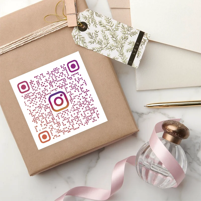 

Custom Stickers Follow Us On Instagram Social Media QR Code Labels For Packaging Boxes and Envelope Thank You Stickers 3-6cm