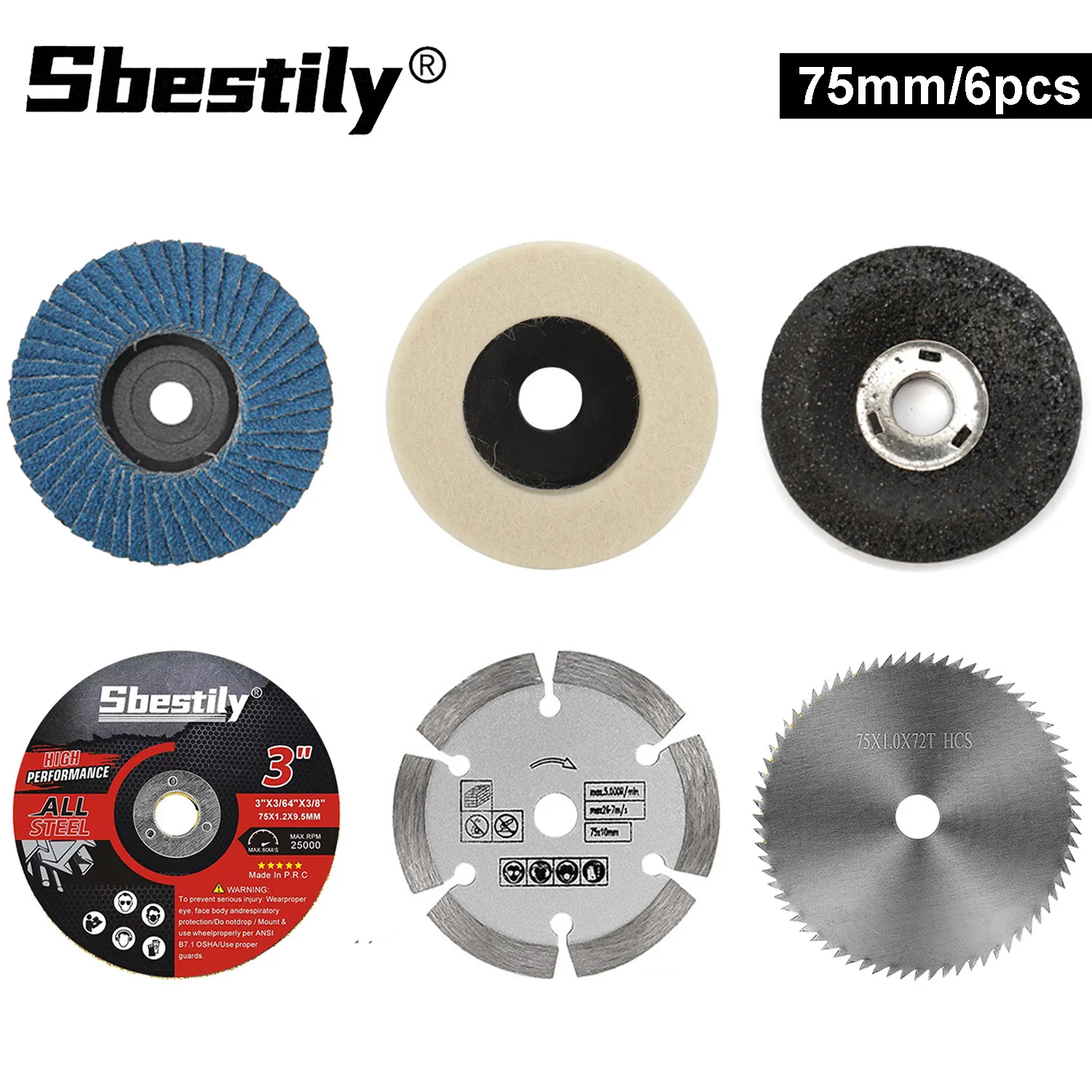cutting disc saw blade 6pcs 75mm Wool Polishing Wheel Metal Cutting Disc Mini Circular Saw blade for Metal Wood Cutting Rust Removal Deburring Grinding