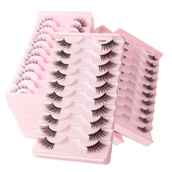 Wholesale Half Eyelashes 2/50 Boxes False Mink Lashes Natural Winged Handmade Soft Eyelash Extension Makeup Tools Faux Cils