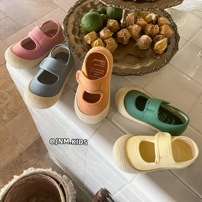 Children shallow canvas shoes autumn boys girls small cloth shoes Kindergarten soft sole indoor 1-6 years