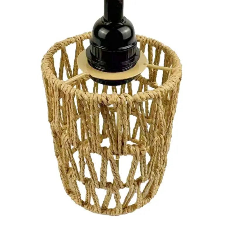 Chinese Handmade Rattan Lampshade Wooden Style Wicker Hanging Lamp Shade Cafe Hotel Light Cover Home Restaurant Decorative Tools vietnamese handmade rattan colorful shell trays decorative organizer wicker basket storage box food bread muffin serving trays