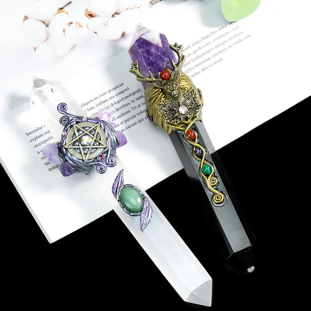 クォーツクリスタルヒーリングクォーツ天然石,魔法の杖,ダブルポイント