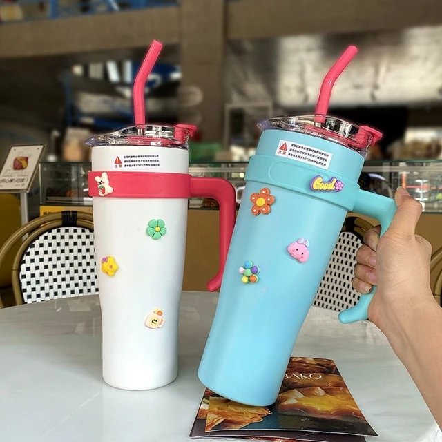 Stainless Steel Tie Dye Thermal Water Bottle Coffee Straw Cup 40 Oz Tumbler  with Handle Drinkware Travel Car Mug Thermos Bottle - AliExpress