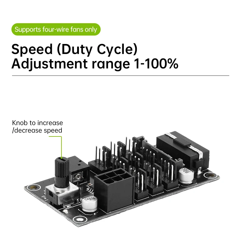 DC 12V 4-Wire PWM Fan Speed Controller 9-Way 4-Pin Fan Speed Controller Module 1 Adjustable For PC Heatsink fan speed controller