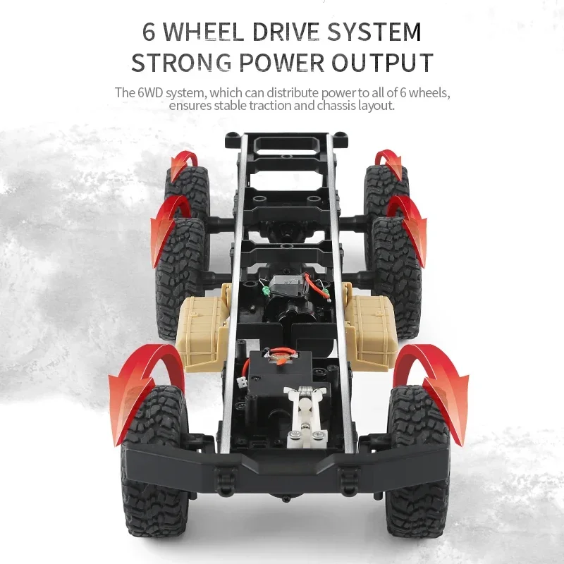 1:16 6WD RC Car 2.4G Radio with LED Light Off Road Loadable Transporter Remote Control Military Trucks Toys for Children 3