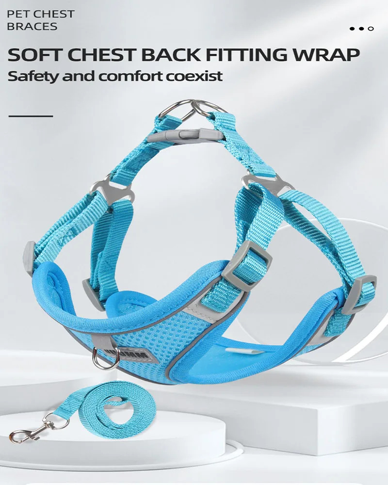 Reflective Dog Harness And Leash Set For Small And Medium Dogs_voghion.com