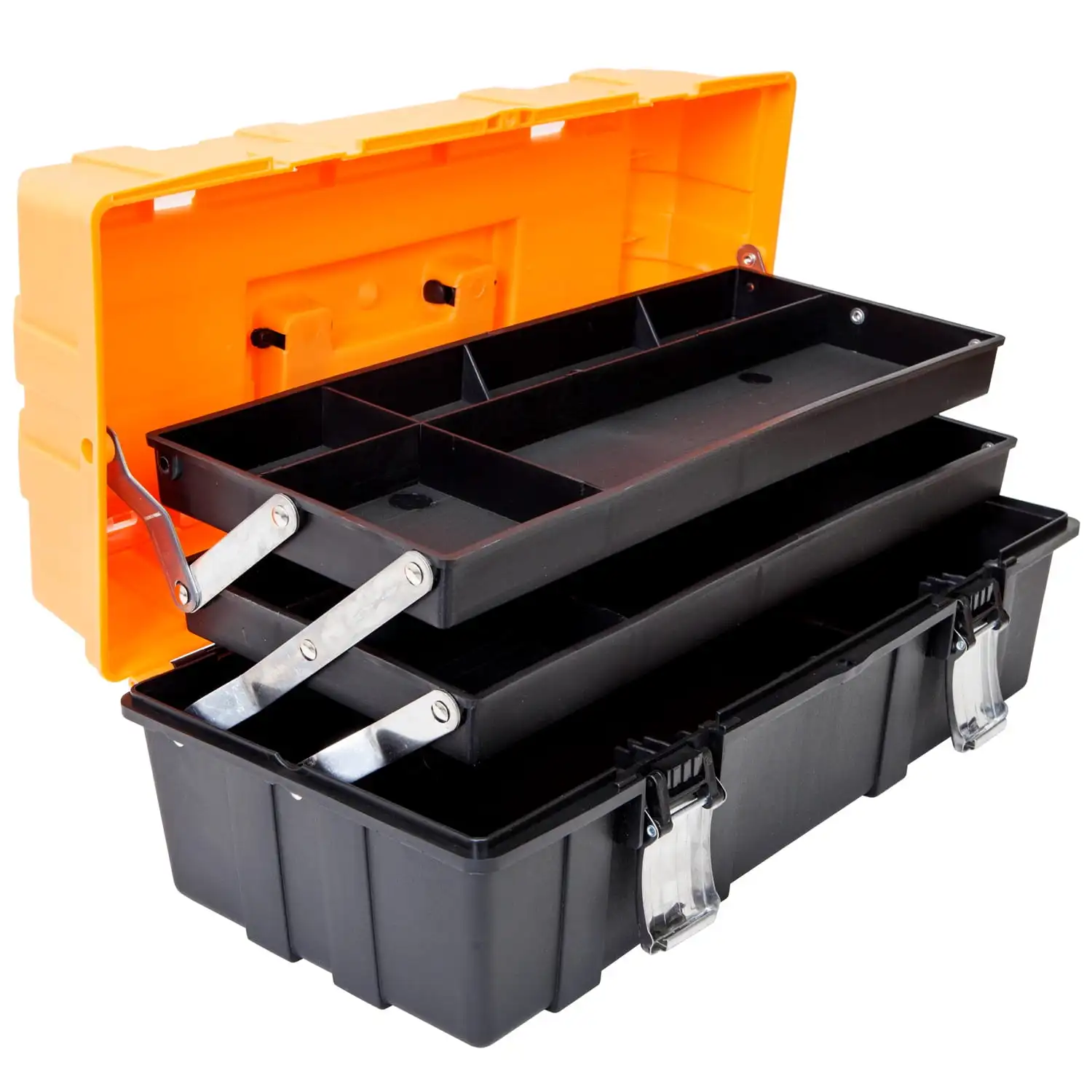 

Torin 17" Plastic Tool Box 3-Tiers Multi-Function Storage Portable Toolbox Organizer,Orange