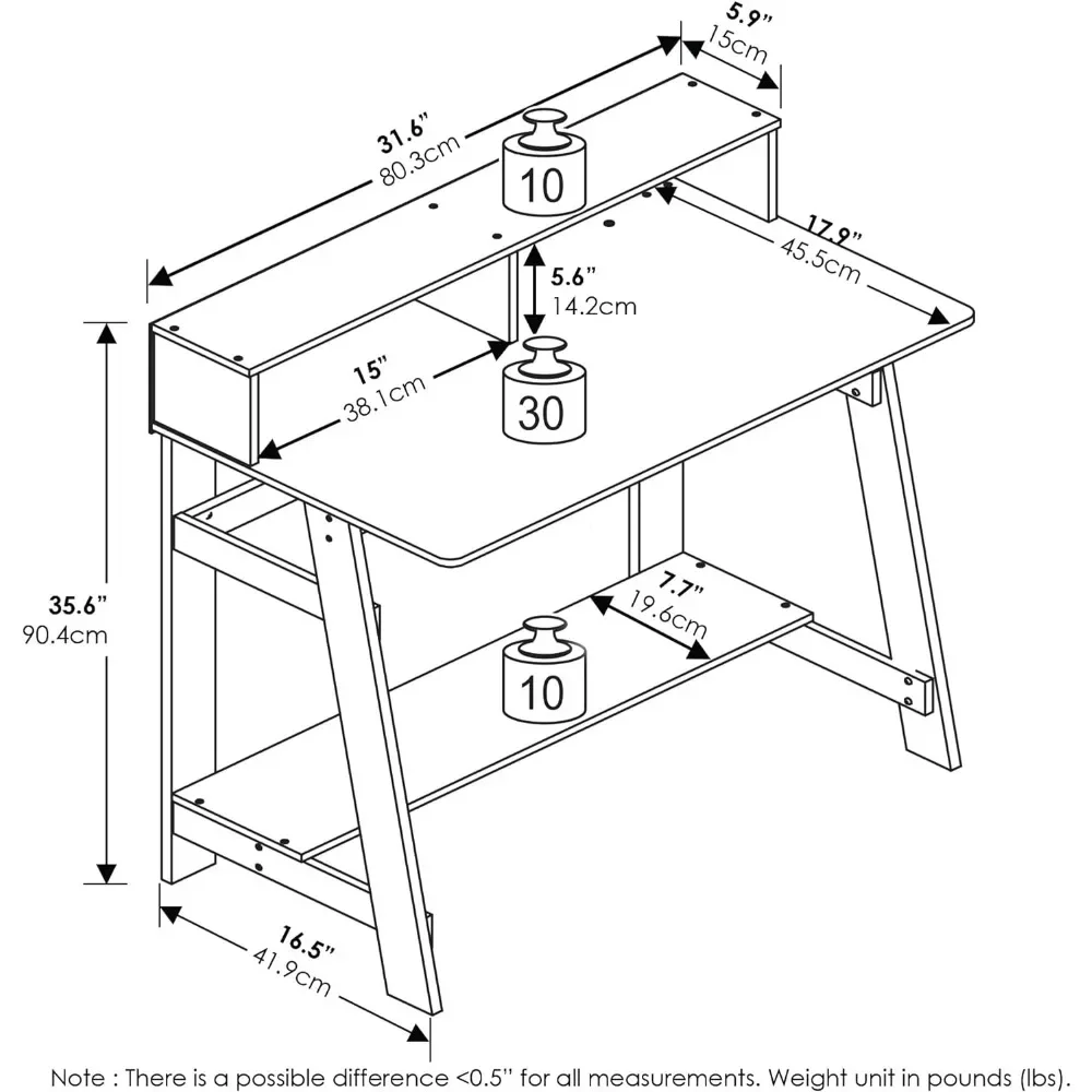 Simplistic A Frame Computer Desk, Regular, White 2