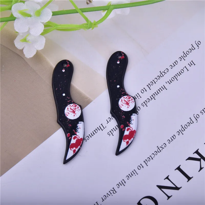 10pcs Halloween Nail Charms Horror Blood Knife Scissors Axe Halloween Charms  for Nails 3D Weapon Charms
