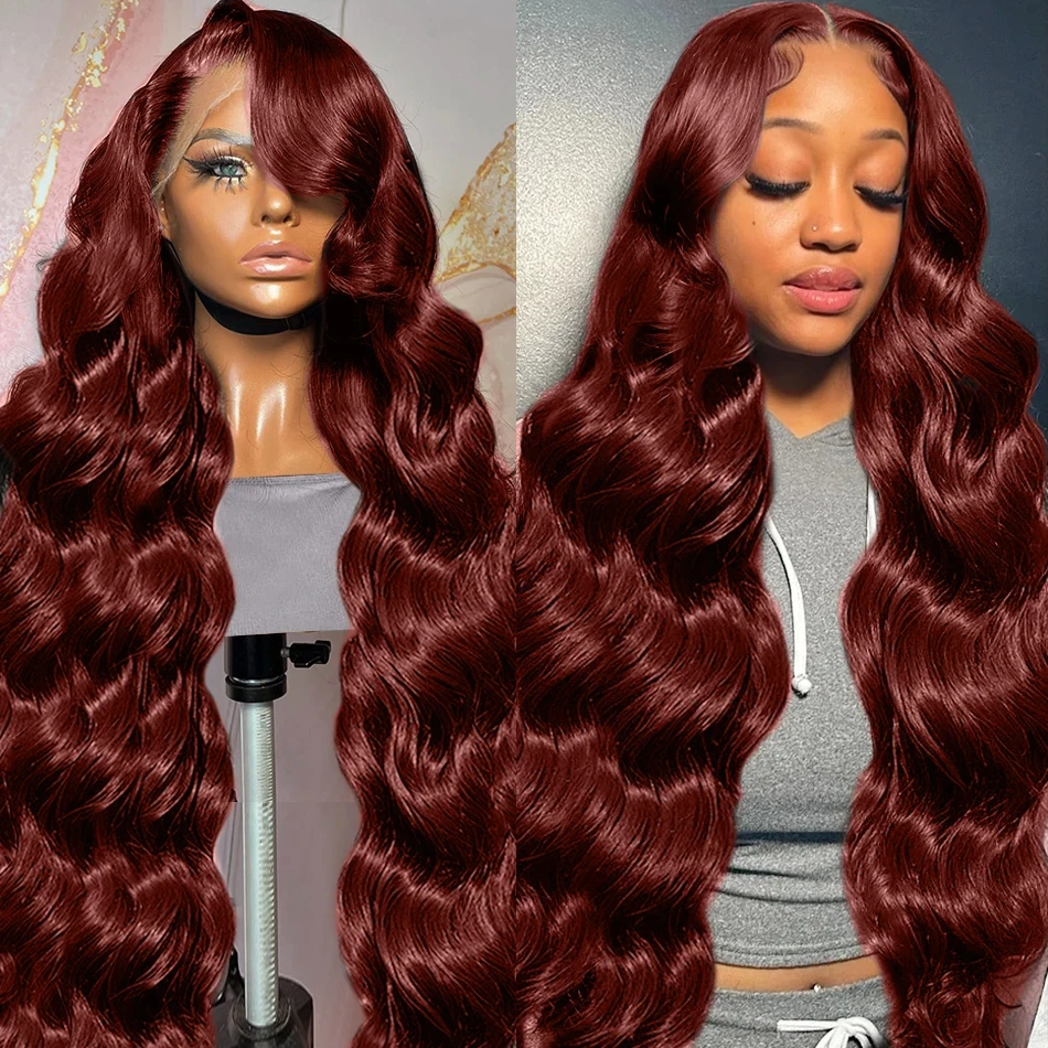 

13X6 Reddish Brown Lace Frontal Body Wave Wig Brazilian Wavy HD Lace Front Human Hair Wigs Transparent Lace Wigs for Women