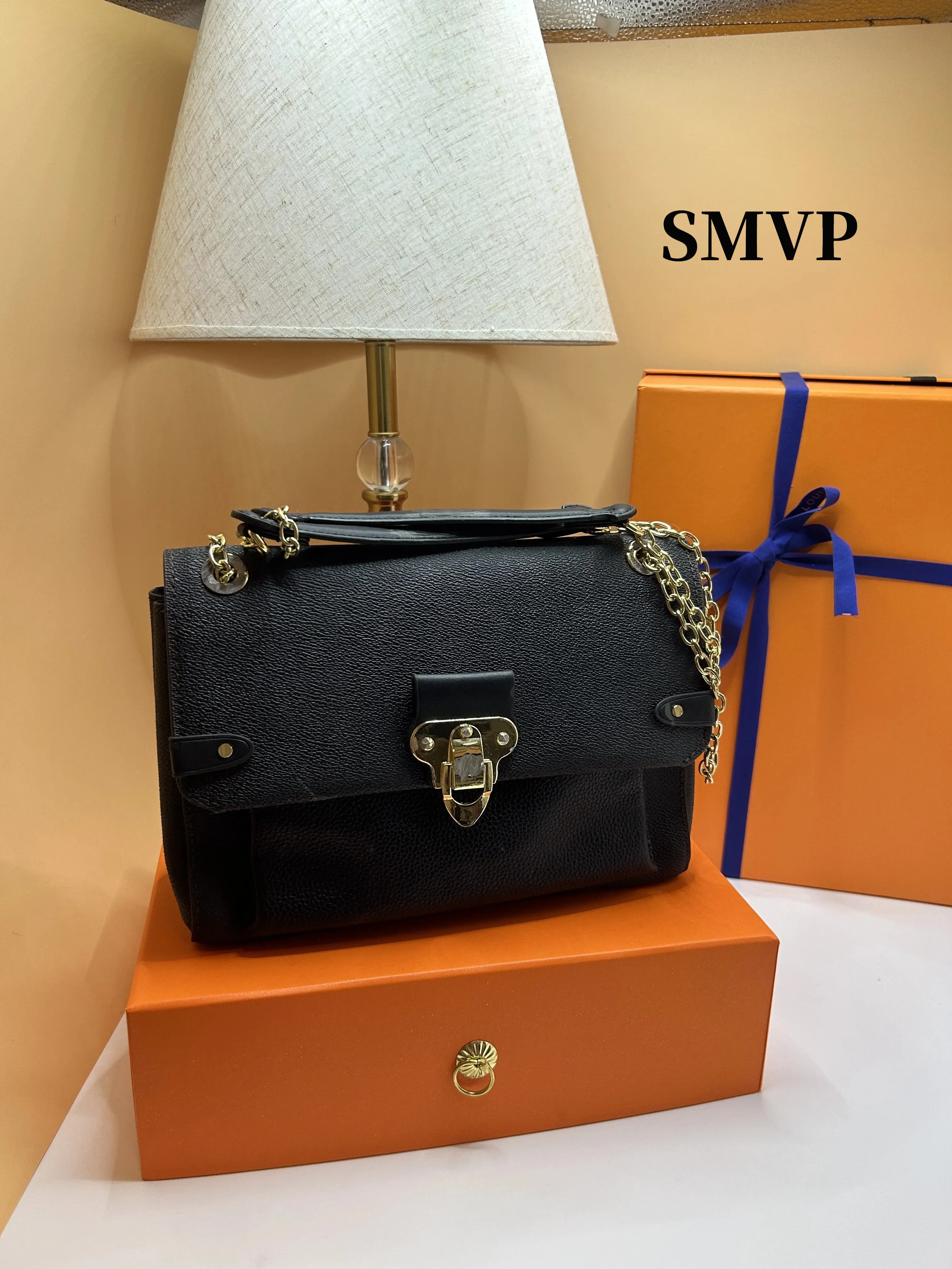 

Luxury Designer Women's Handbags Black 2024 High Quality SMVP Brand New Chain Bag Messenger Bag Genuine Leather Y2K Shoulder Bag